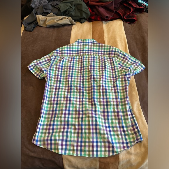 Hawker Rye men’s XL purple and green gingham short sleeve button down - Picture 2 of 4